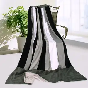 Photo of Onitiva - Dove Gray - Soft Coral Fleece Patchwork Throw Blanket (59 by 78.7 inches)