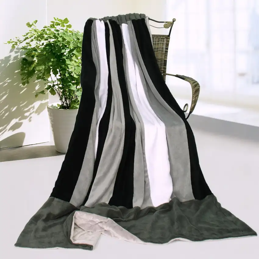 Onitiva - Dove Gray -  Soft Coral Fleece Patchwork Throw Blanket (59 by 78.7 inches) Photo