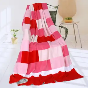 Photo of Onitiva - Eranthe - Soft Coral Fleece Patchwork Throw Blanket (59 by 78.7 inches)