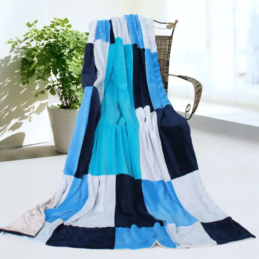 Onitiva - Fashion Life -  Soft Coral Fleece Patchwork Throw Blanket (59 by 78.7 inches) Photo 1