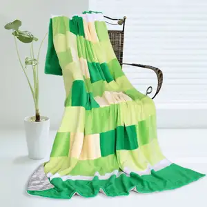 Photo of Onitiva - Garden City - Soft Coral Fleece Patchwork Throw Blanket (59 by 78.7 inches)