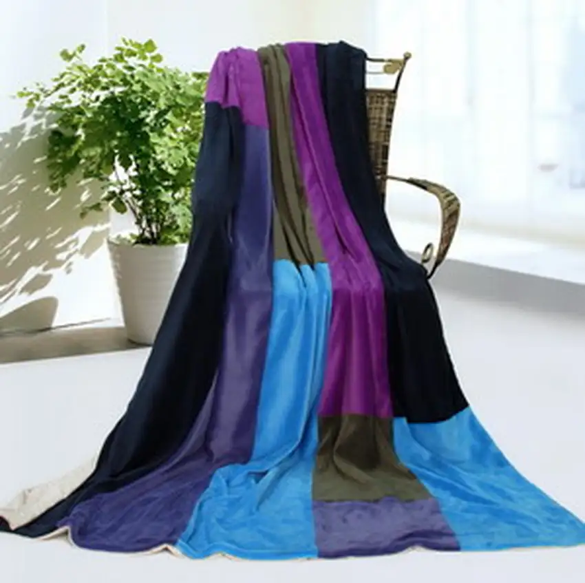 Onitiva - Good Life -  Soft Coral Fleece Patchwork Throw Blanket (59 by 78.7 inches) Photo Swatch