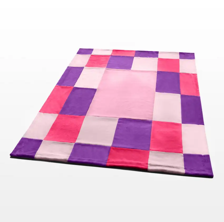 Onitiva - Lavender Love -  Soft Coral Fleece Patchwork Throw Blanket (59 by 78.7 inches) Photo 4