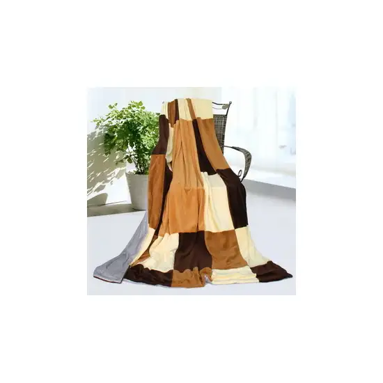 Onitiva - Modern Stylish -  Soft Coral Fleece Patchwork Throw Blanket (59 by 78.7 inches) Photo 2