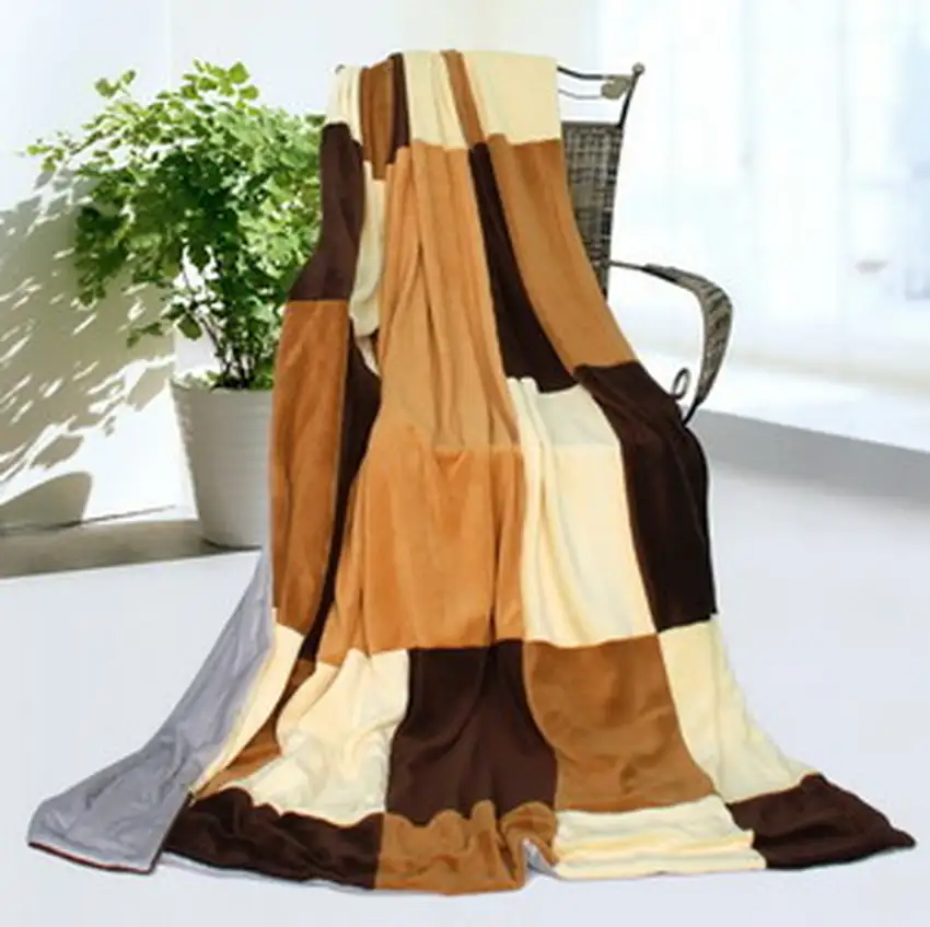 Onitiva - Modern Stylish -  Soft Coral Fleece Patchwork Throw Blanket (59 by 78.7 inches) Photo 2
