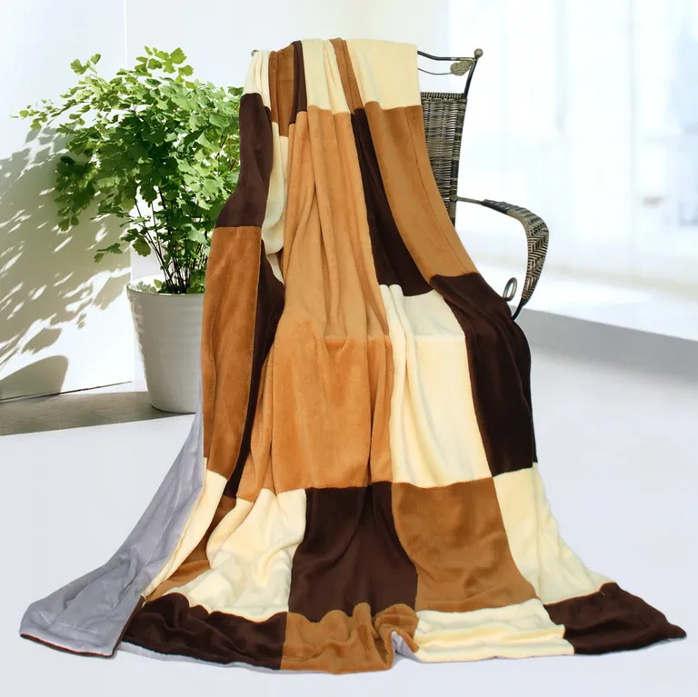 Onitiva - Modern Stylish - Soft Coral Fleece Patchwork Throw Blanket (59 by 78.7 inches) Photo 1