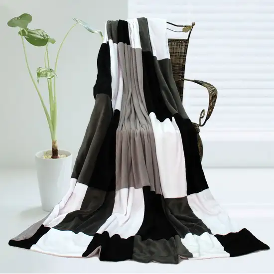 Onitiva - Modern Stylish -  Soft Coral Fleece Patchwork Throw Blanket (59 by 78.7 inches) Photo 1