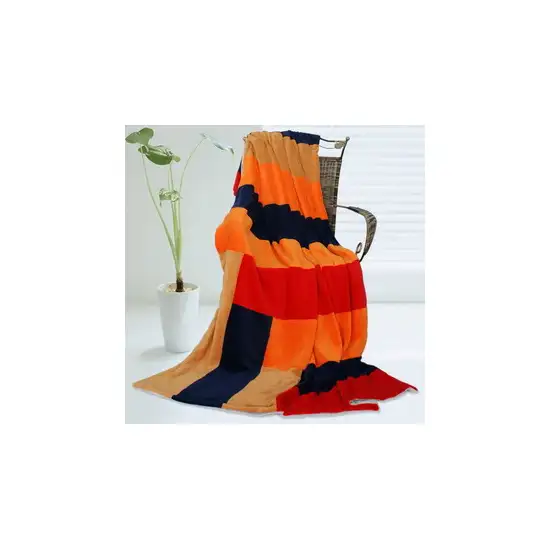 Onitiva - New Day -  Soft Coral Fleece Patchwork Throw Blanket (59 by 78.7 inches) Photo 4