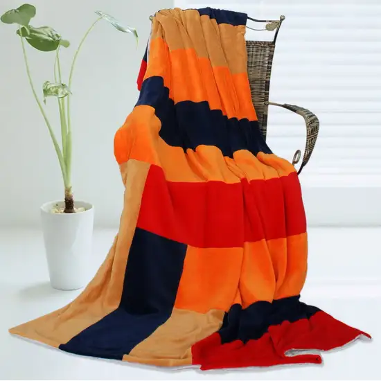Onitiva - New Day -  Soft Coral Fleece Patchwork Throw Blanket (59 by 78.7 inches) Photo 3