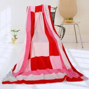 Photo of Onitiva - Noble Rose - Soft Coral Fleece Patchwork Throw Blanket (59 by 78.7 inches)