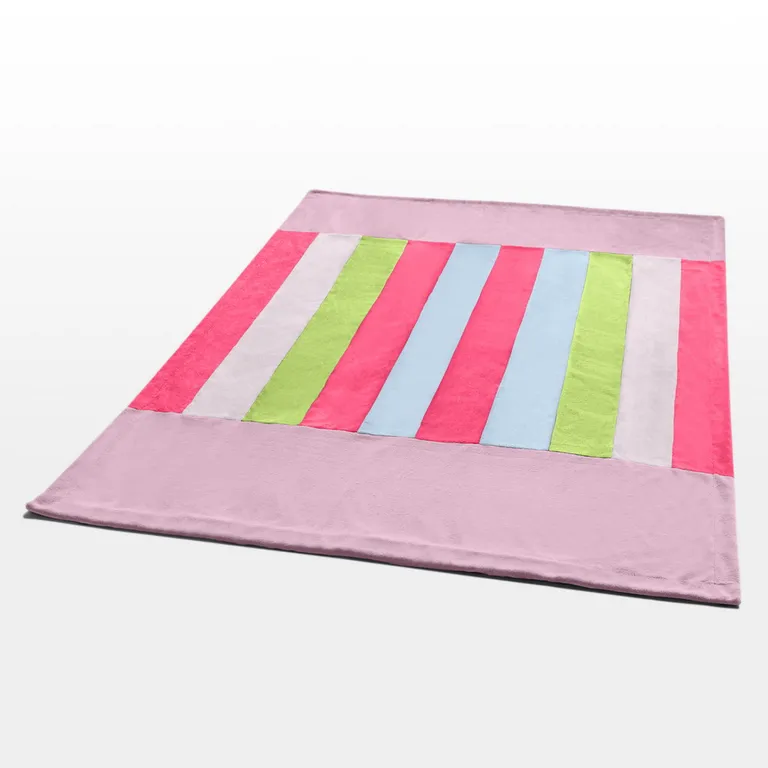 Onitiva - Pink Colour - Soft Coral Fleece Patchwork Throw Blanket (59 by 78.7 inches) Photo 3