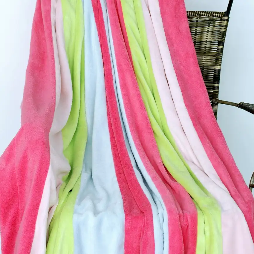 Onitiva - Pink Colour -  Soft Coral Fleece Patchwork Throw Blanket (59 by 78.7 inches) Photo 1