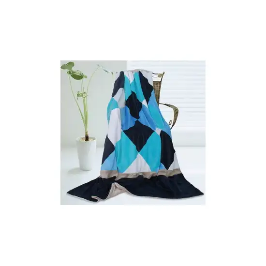 Onitiva - Plaids - Bliss -  Soft Coral Fleece Patchwork Throw Blanket (59 by 78.7 inches) Photo 2