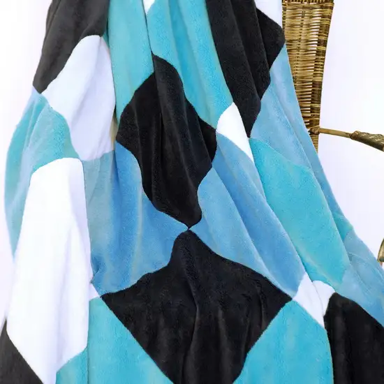 Onitiva - Plaids - Bliss -  Soft Coral Fleece Patchwork Throw Blanket (59 by 78.7 inches) Photo 3