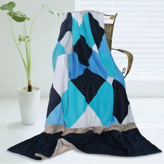 Onitiva - Plaids - Bliss -  Soft Coral Fleece Patchwork Throw Blanket (59 by 78.7 inches) Photo 1
