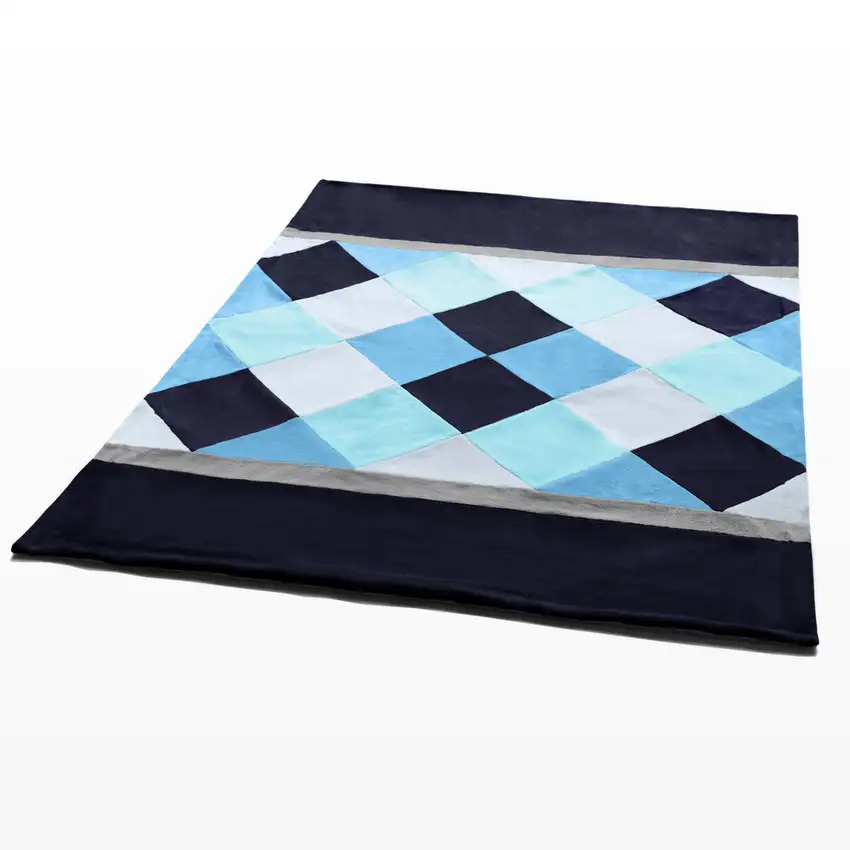 Onitiva - Plaids - Bliss -  Soft Coral Fleece Patchwork Throw Blanket (59 by 78.7 inches) Photo 4