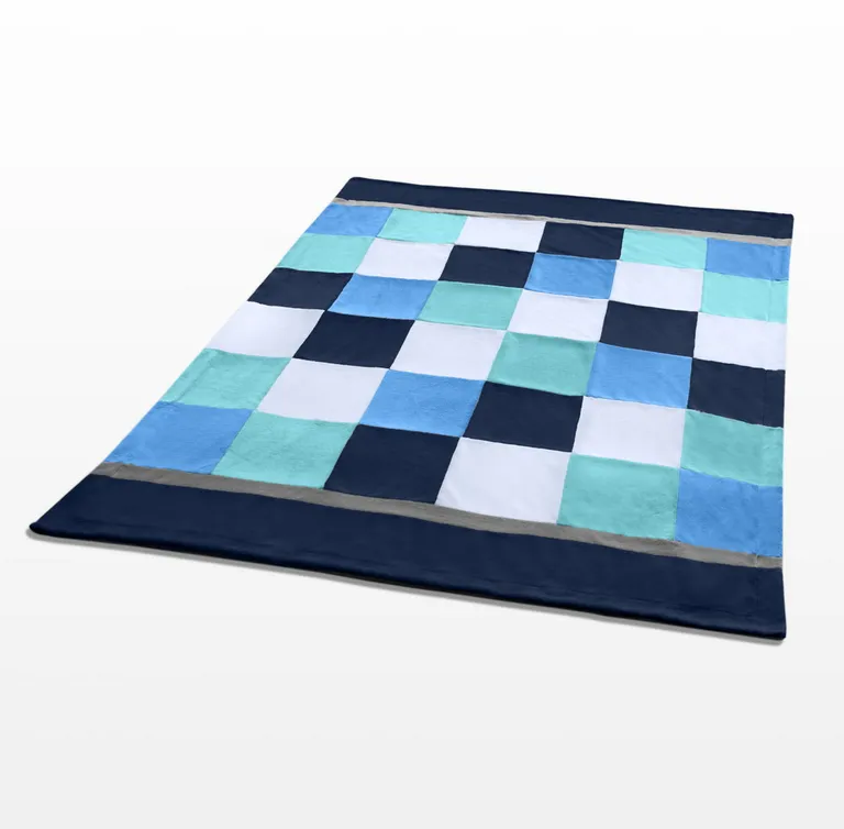 Onitiva - Plaids - Coral Sea - Soft Coral Fleece Patchwork Throw Blanket (59 by 78.7 inches) Photo 3