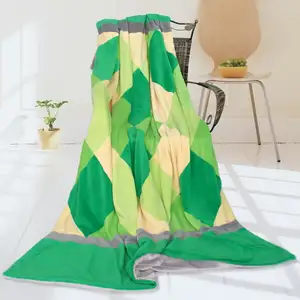 Photo of Onitiva - Plaids - Grassland - Soft Coral Fleece Patchwork Throw Blanket (59 by 78.7 inches)