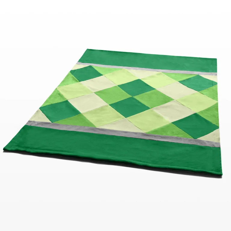 Onitiva - Plaids - Grassland - Soft Coral Fleece Patchwork Throw Blanket (59 by 78.7 inches) Photo 3