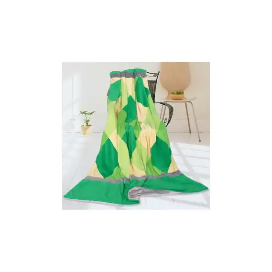 Onitiva - Plaids - Grassland -  Soft Coral Fleece Patchwork Throw Blanket (59 by 78.7 inches) Photo 2