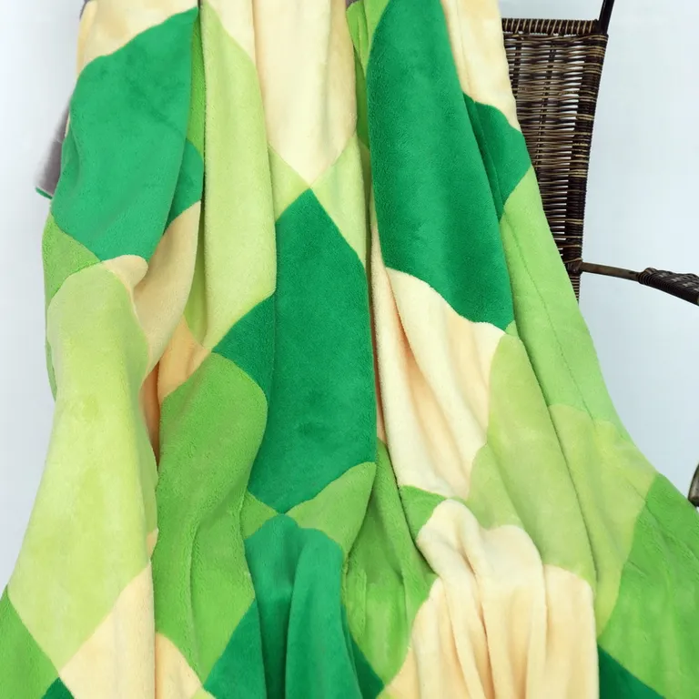 Onitiva - Plaids - Grassland - Soft Coral Fleece Patchwork Throw Blanket (59 by 78.7 inches) Photo 2