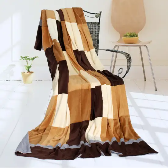 Onitiva - Plaids - Naturally Chic -  Soft Coral Fleece Patchwork Throw Blanket (59 by 78.7 inches) Photo 1