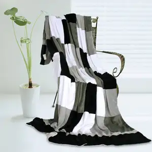 Photo of Onitiva - Plaids - Reflection - Soft Coral Fleece Patchwork Throw Blanket (59 by 78.7 inches)