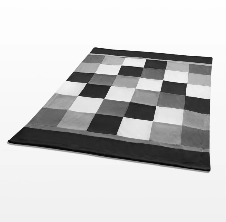 Onitiva - Plaids - Reflection - Soft Coral Fleece Patchwork Throw Blanket (59 by 78.7 inches) Photo 3