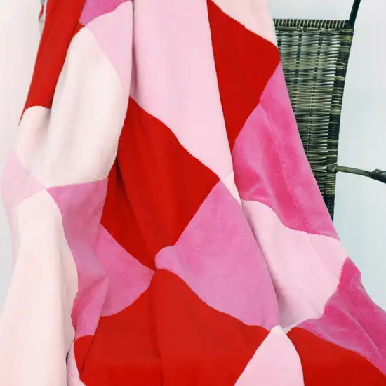 Onitiva - Plaids - Rose Elf -  Soft Coral Fleece Patchwork Throw Blanket (59 by 78.7 inches) Photo 3