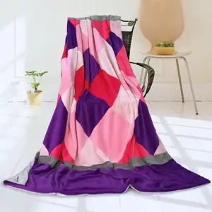 Photo of Onitiva - Plaids - Sweet Days - Soft Coral Fleece Patchwork Throw Blanket (59 by 78.7 inches)