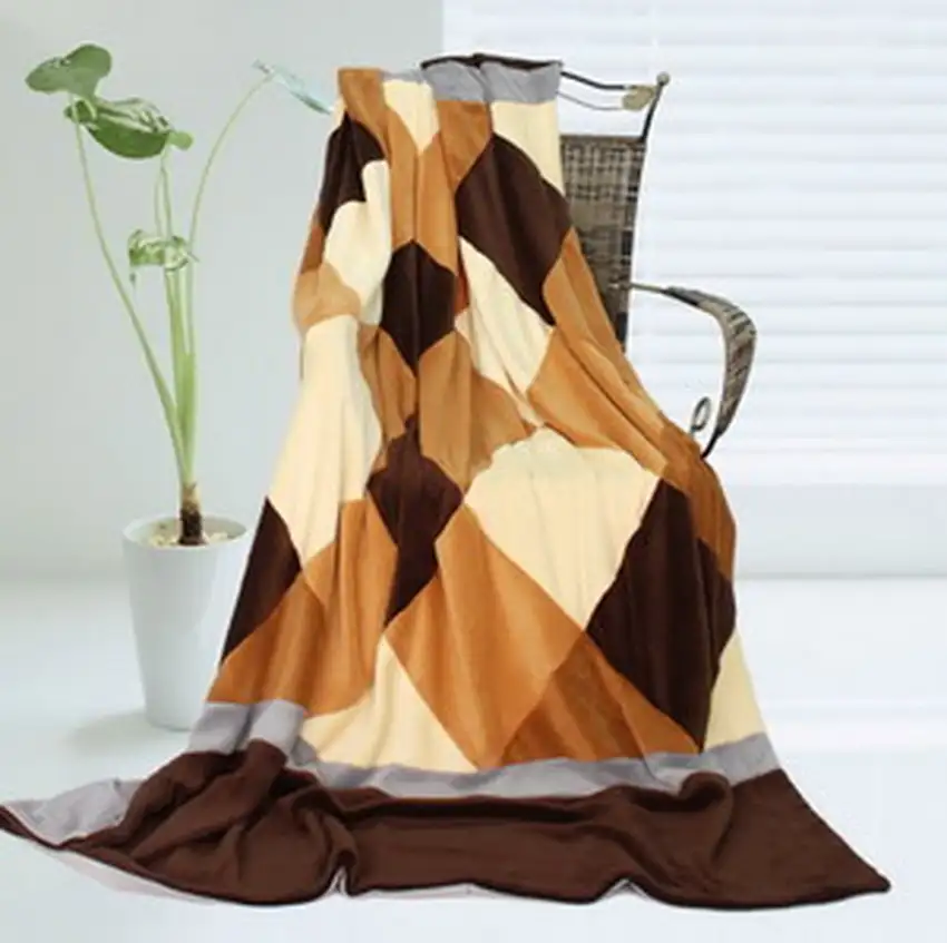 Onitiva - Plaids - Traces of Dreams -  Soft Coral Fleece Patchwork Throw Blanket (59 by 78.7 inches) Photo 2