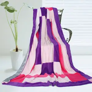 Photo of Onitiva - Purple Charm - Soft Coral Fleece Patchwork Throw Blanket (59 by 78.7 inches)