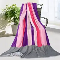 Photo of Onitiva - Rainbow Stripe - Soft Coral Fleece Patchwork Throw Blanket (59 by 78.7 inches)