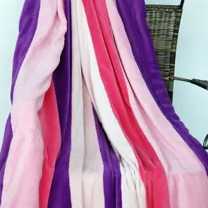 Photo of Onitiva - Rainbow Stripe - Soft Coral Fleece Patchwork Throw Blanket (59 by 78.7 inches)