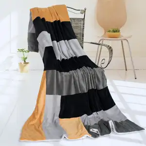 Photo of Onitiva - Sleepless Seattle - Soft Coral Fleece Patchwork Throw Blanket (59 by 78.7 inches)