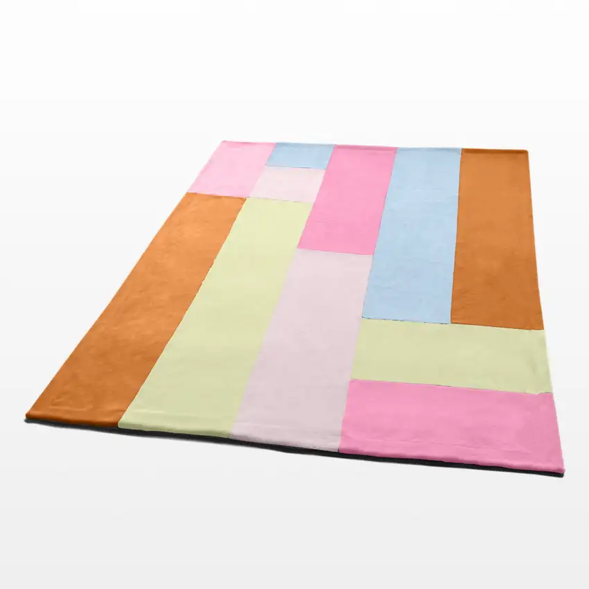 Onitiva - Spring Breeze -  Soft Coral Fleece Patchwork Throw Blanket (59 by 78.7 inches) Photo 4