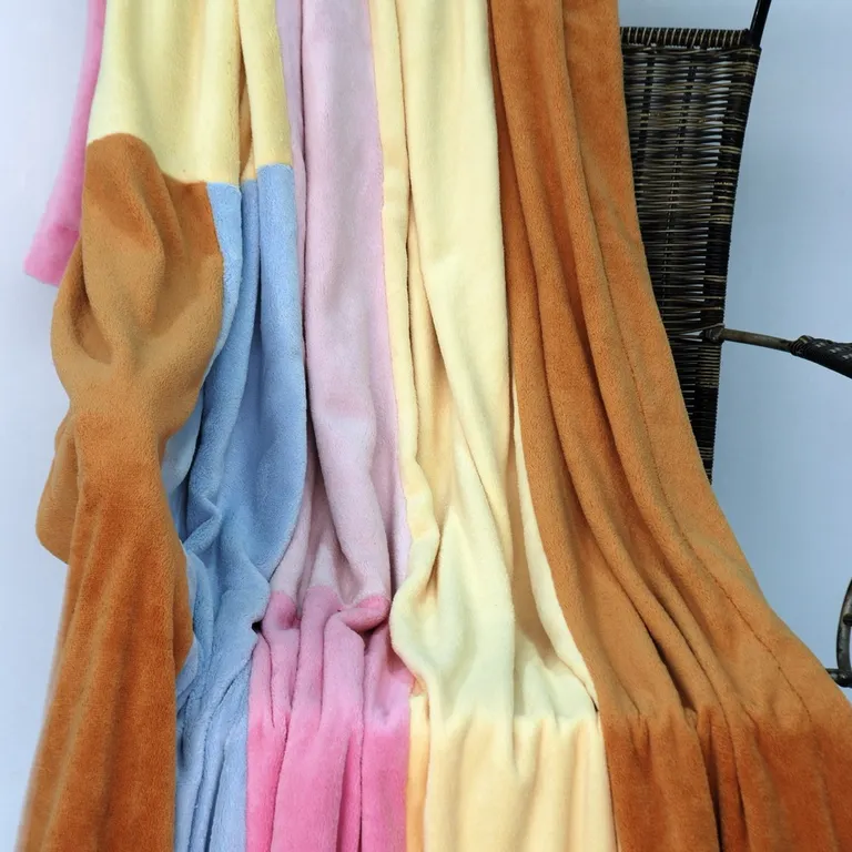 Onitiva - Spring Breeze - Soft Coral Fleece Patchwork Throw Blanket (59 by 78.7 inches) Photo 2