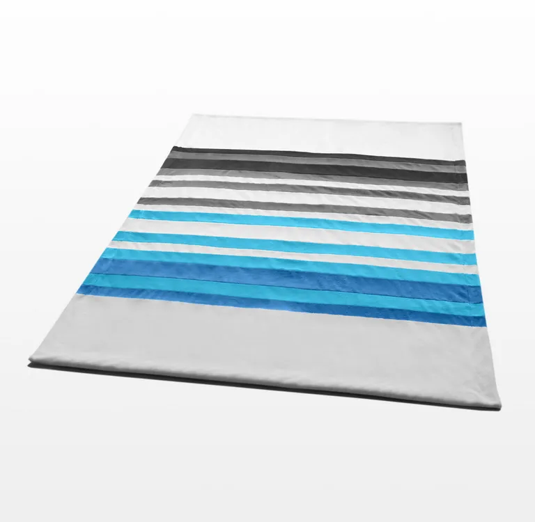 Onitiva - Stripes - Blue Fairy - Soft Coral Fleece Patchwork Throw Blanket (59 by 78.7 inches) Photo 3