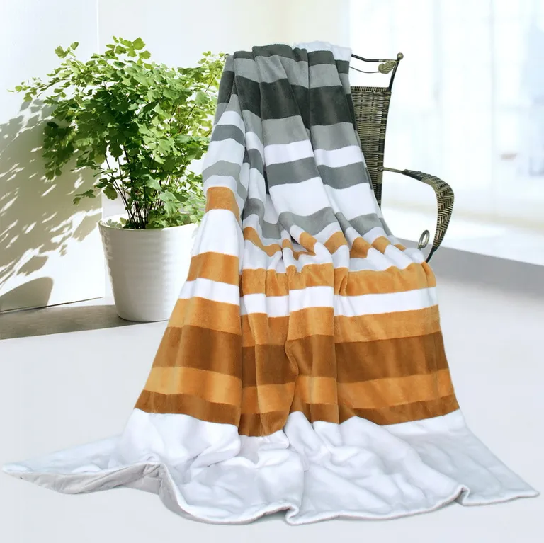 Onitiva - Stripes - City Elf - Soft Coral Fleece Patchwork Throw Blanket (59 by 78.7 inches) Photo 1