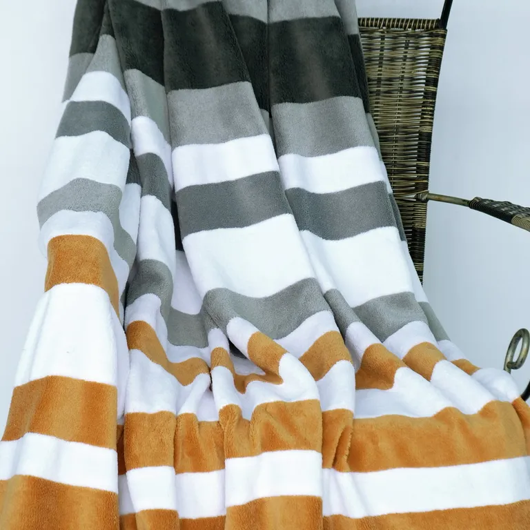 Onitiva - Stripes - City Elf - Soft Coral Fleece Patchwork Throw Blanket (59 by 78.7 inches) Photo 2