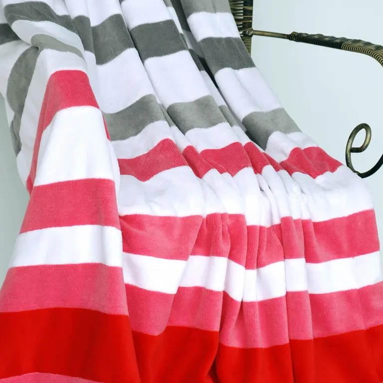 Onitiva - Stripes - Fantastic Dreams - Soft Coral Fleece Patchwork Throw Blanket (59 by 78.7 inches) Photo 2