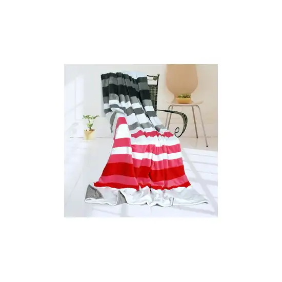 Onitiva - Stripes - Fantastic Dreams -  Soft Coral Fleece Patchwork Throw Blanket (59 by 78.7 inches) Photo 2
