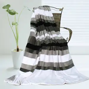 Photo of Onitiva - Stripes - Simplicity - Soft Coral Fleece Patchwork Throw Blanket (59 by 78.7 inches)