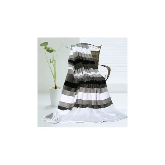 Onitiva - Stripes - Simplicity -  Soft Coral Fleece Patchwork Throw Blanket (59 by 78.7 inches) Photo 2