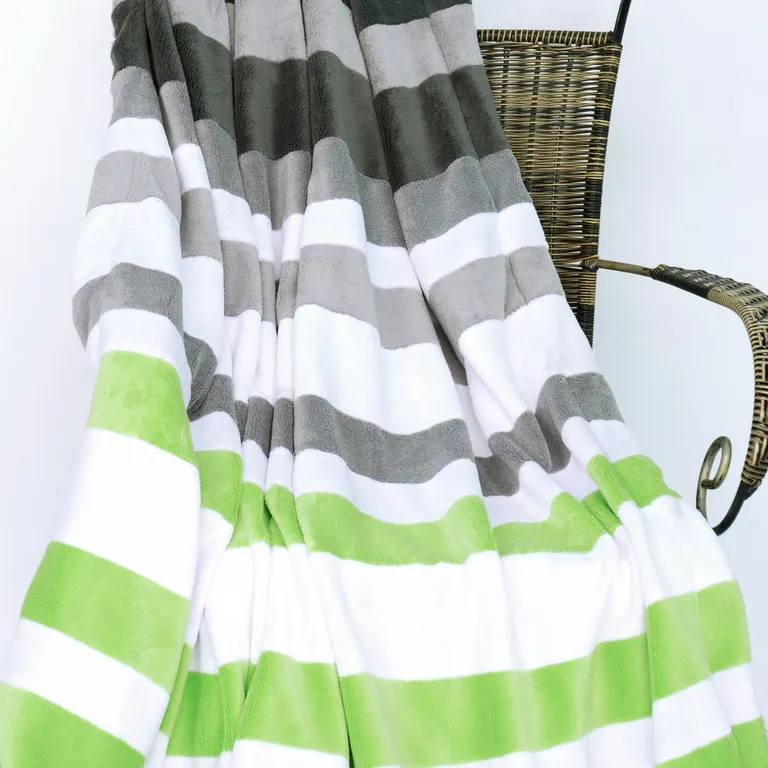 Onitiva - Stripes - Summer Rain - Soft Coral Fleece Patchwork Throw Blanket (59 by 78.7 inches) Photo 2