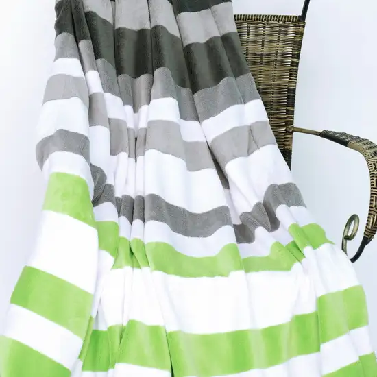 Onitiva - Stripes - Summer Rain -  Soft Coral Fleece Patchwork Throw Blanket (59 by 78.7 inches) Photo 3