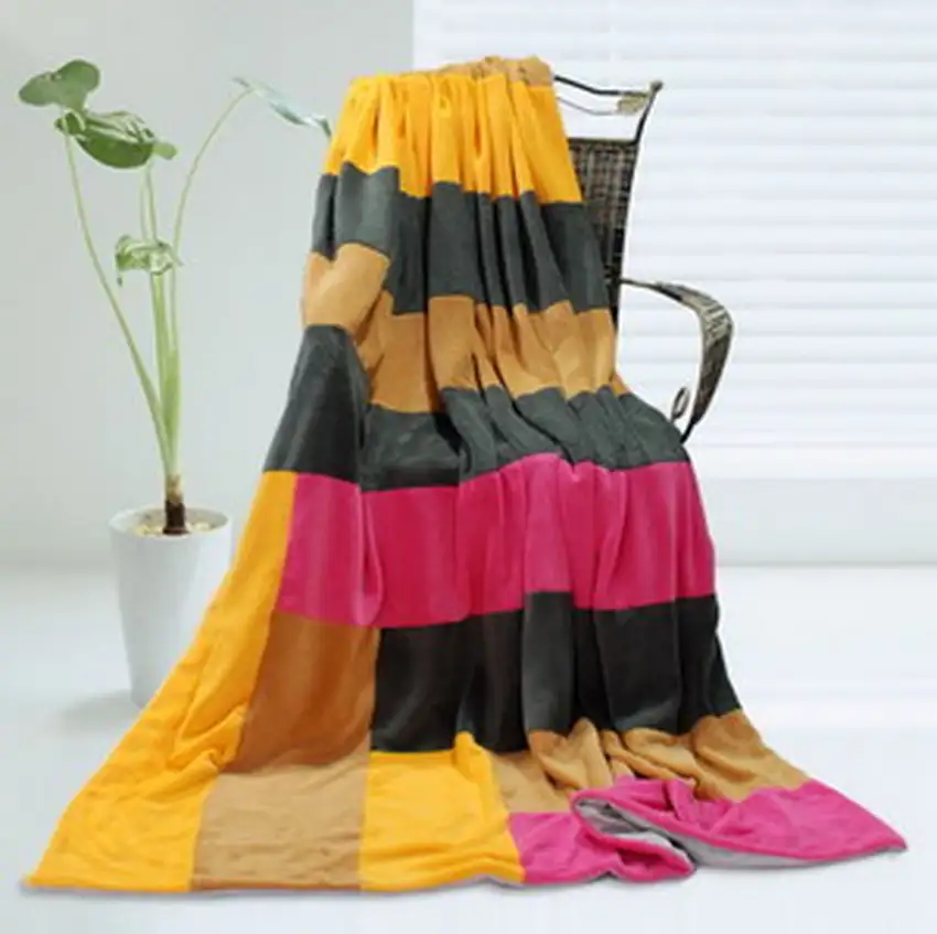 Onitiva - Sweet Life -  Soft Coral Fleece Patchwork Throw Blanket (59 by 78.7 inches) Photo 2