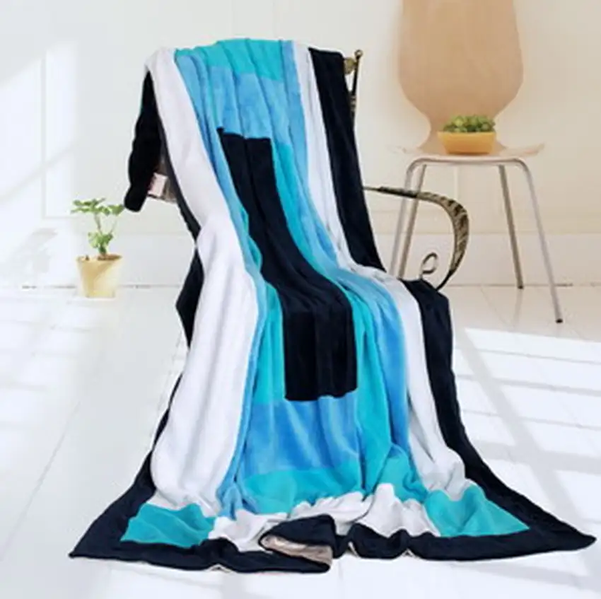 Onitiva - Wild Ocean -  Soft Coral Fleece Patchwork Throw Blanket (59 by 78.7 inches) Photo 2