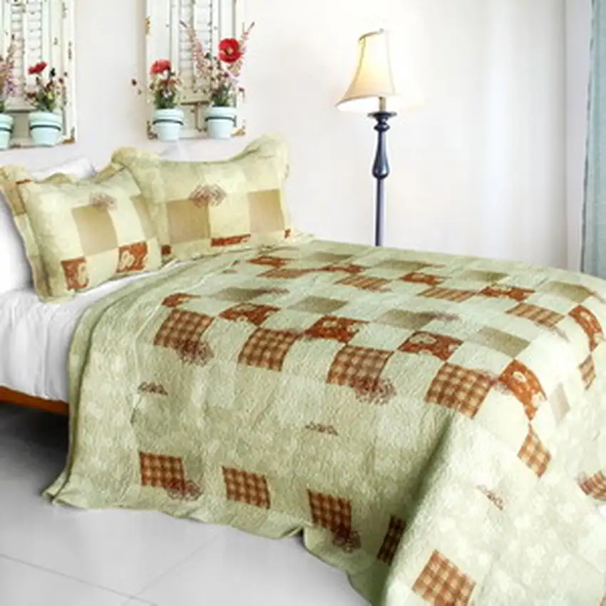 Only You -  3PC Cotton Contained Vermicelli-Quilted Patchwork Quilt Set (Full/Queen Size) Photo 1