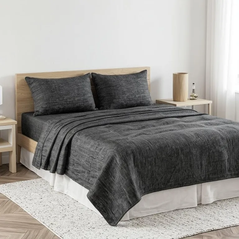 Onyx Linen Full Double Flat Sheet Photo 2